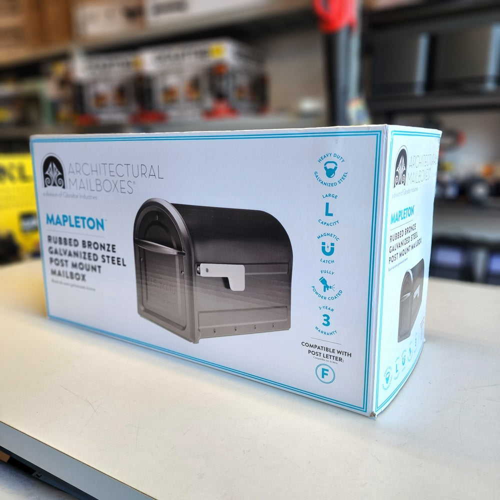 Mapleton Rubbed Bronze, Large, Steel, Post Mount Mailbox with Premium Champagne Flag (7900-2RZ-CG-10) Mapleton Rubbed Bronze, Large, Steel, Post Mount Mailbox with Premium Champagne Flag (7900-2RZ-CG-10)